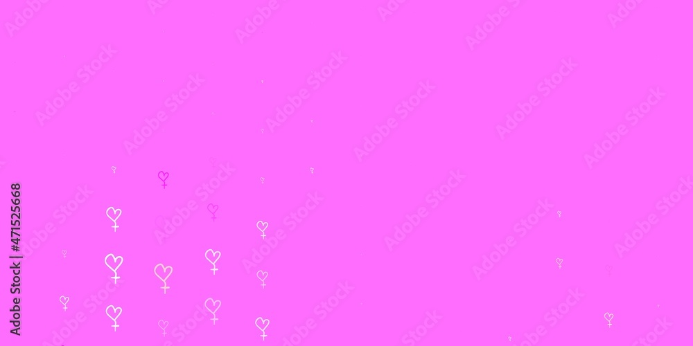 Light Pink, Yellow vector backdrop with women power symbols.