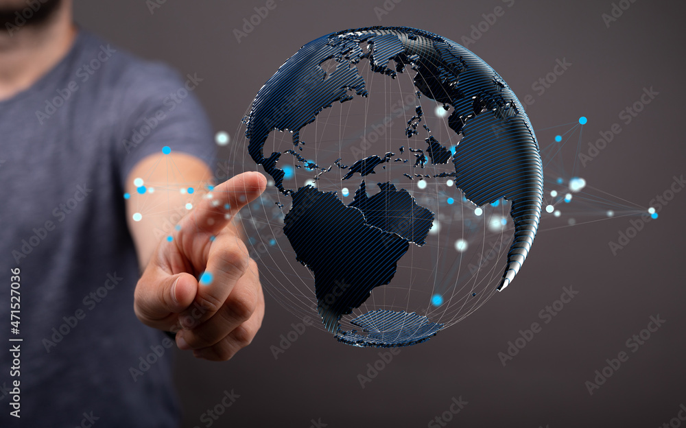 Global network around the World with connections