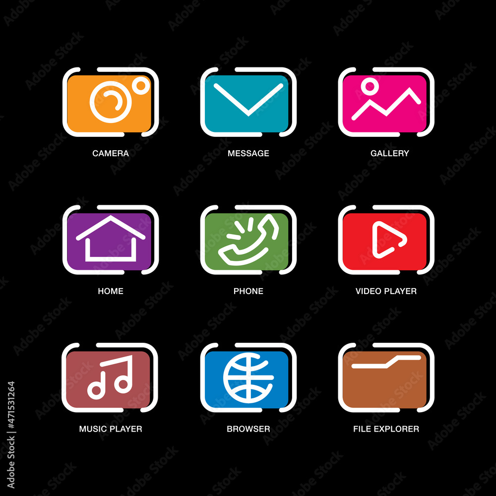 Home Screen Apps Flat Color Home Screen Apps Flat Color