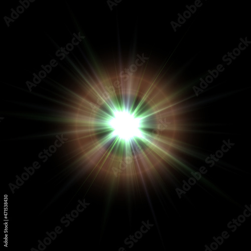 Realistic color camera lens flare light effects