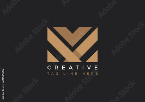 Minimalist Logo Design of Letter MV illustration for your business. Initial logo design, geometric logo. Creative Modern Monogram alphabet.