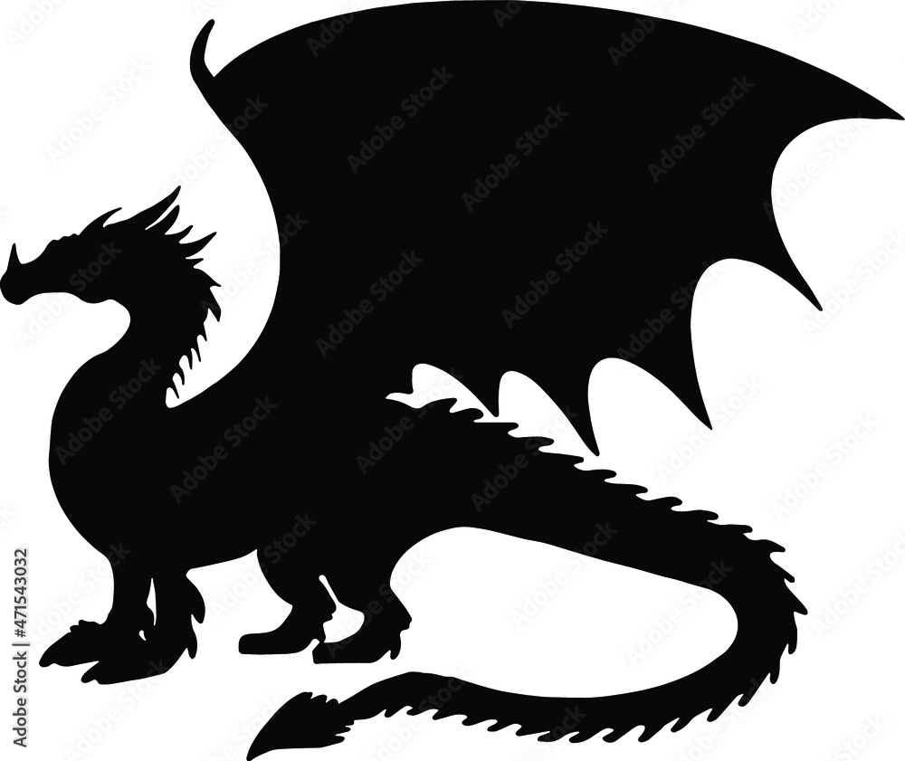 Dragon Silhouette SVG Dragon Clipart Stock Vector | Adobe Stock