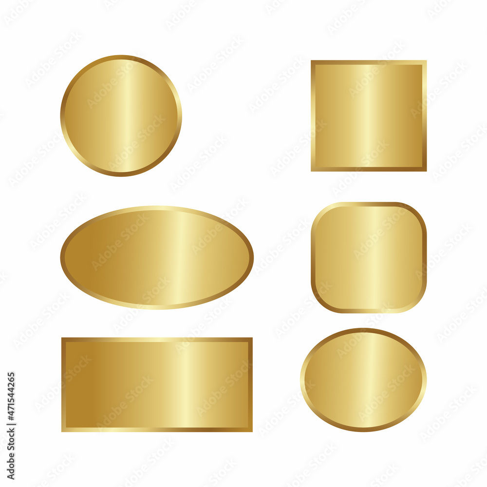 Blank stickers isolated, gold .Vector illustration