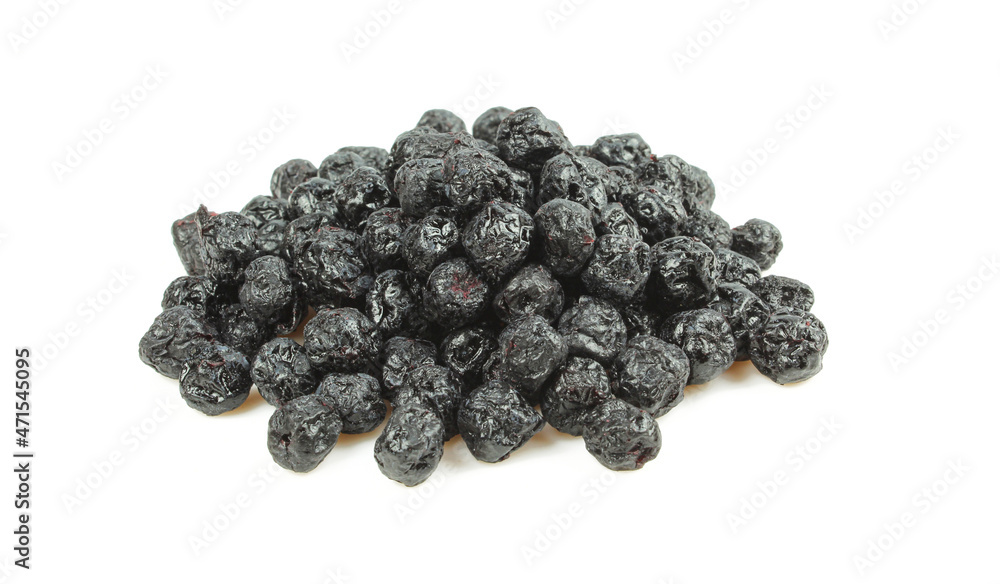 Pile of candied dry chokeberries isolated on white background Pile of candied dry chokeberries isolated on white background
