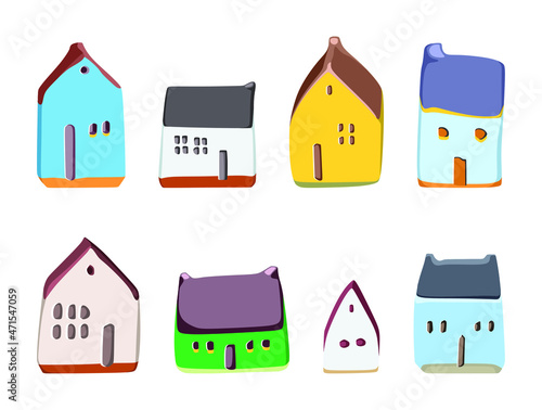 Vector illustration of a house on a white background. Sweet home. Icons for cottages, townhouses, villas, houses, buildings. A hand drawn house. The project of the building. Drawing of the house. Logo