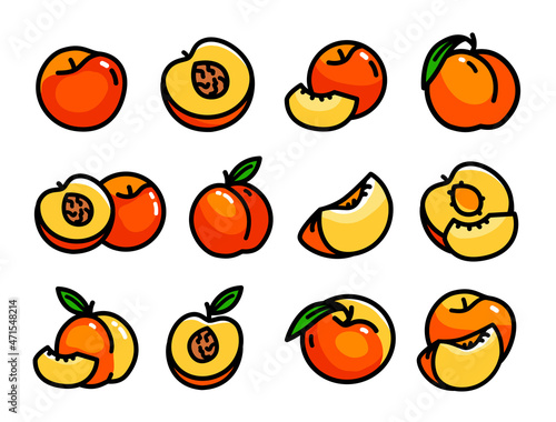 Peach simple color icons set