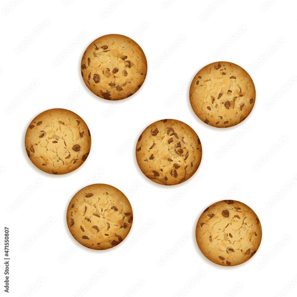 Simple Cookie Isolated, Oatmeal Sugar Bitten Cookies Simple Cookie Isolated, Oatmeal Sugar Bitten Cookies
