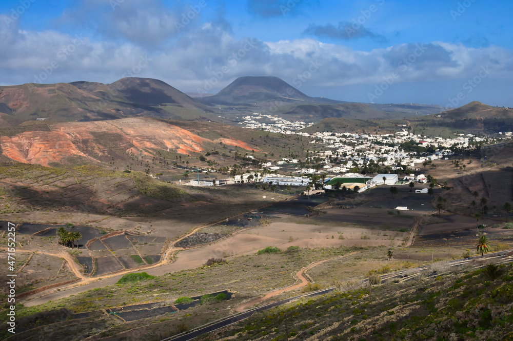 The small town Haria in the north of Lanzarote, Spain. The Valley of the thousand palms.