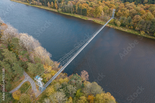 The largest suspension bridge in Belarus on the Neman river. Mosty.