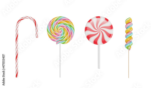 Christmas candies isolated on white background. 3D render