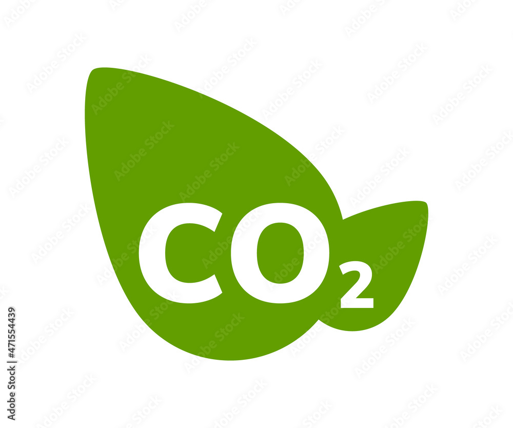 CO2 carbon neutral leaf logo green icon. Vector CO2 emission flat leaf plant logo icon CO2 carbon neutral leaf logo green icon. Vector CO2 emission flat leaf plant logo icon