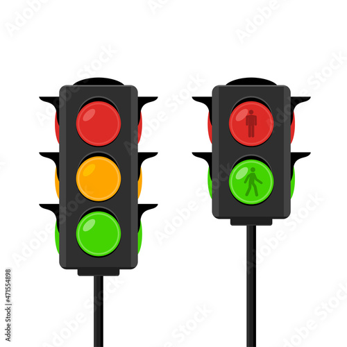 Traffic light vector icon signal. Stoplight isolated illustration sign red green and yellow