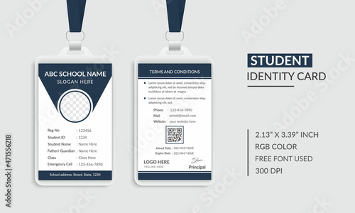 Fotografie Student Id Card Template Design for Your School or College