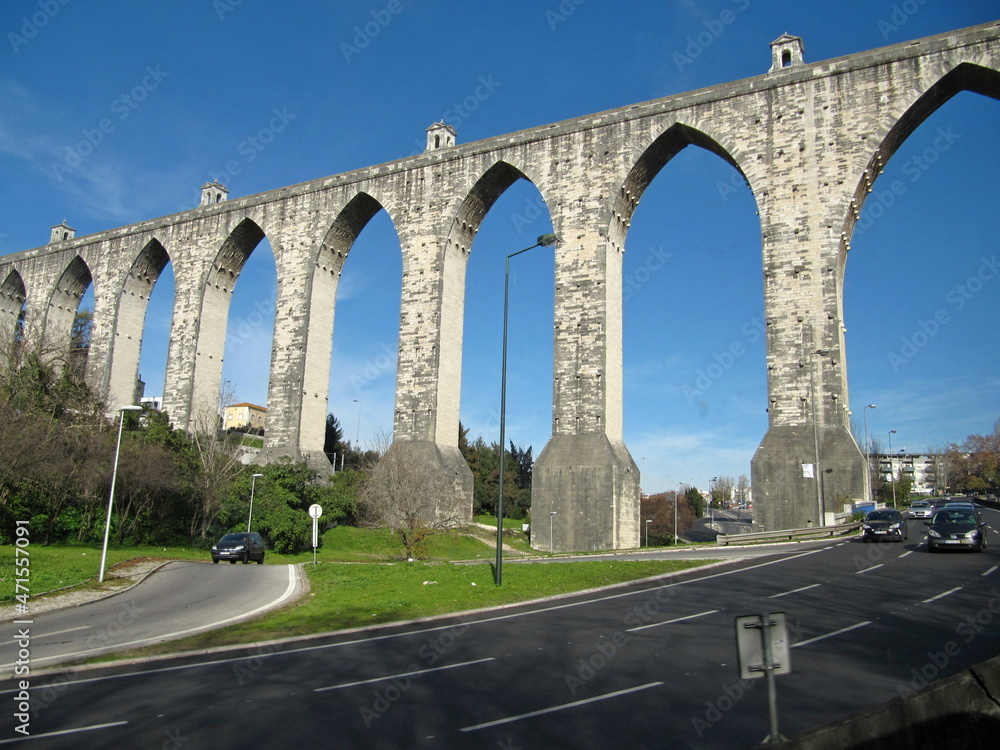 Lisbon. Arches of old aqueduct 