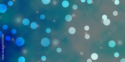 Light BLUE vector texture with circles, stars.