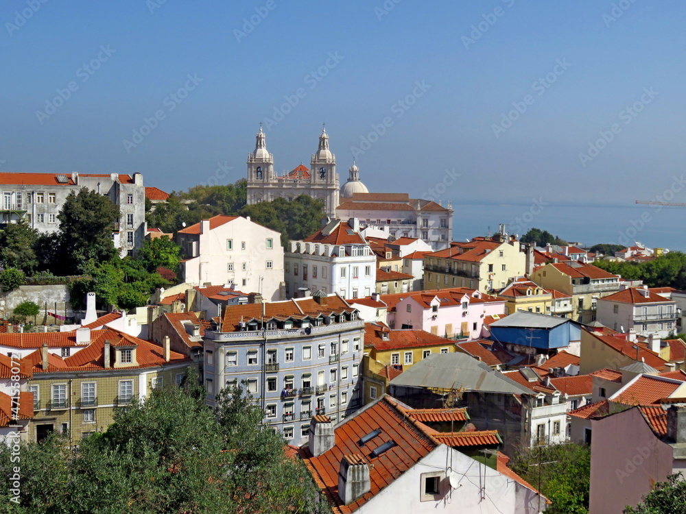 Panorama of Alfama district of Lisbon. View from the St.George Castle. 13th October 2017