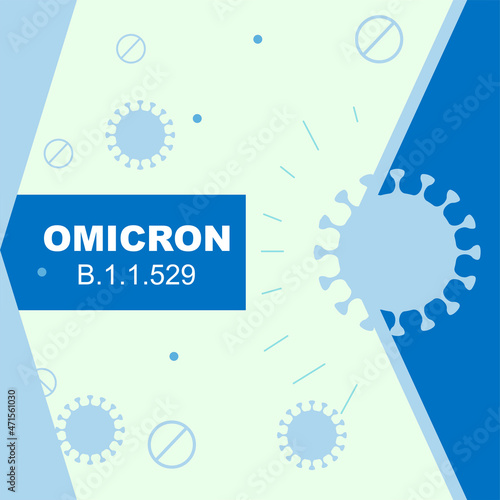 Omicron. B.1.1.529. Coronavirus Bacteria, new strain, Covid-2019. No Infection and Stop Coronavirus Concepts. Dangerous Coronavirus Cell in South Africa. Deadly type of virus omicron. Social media