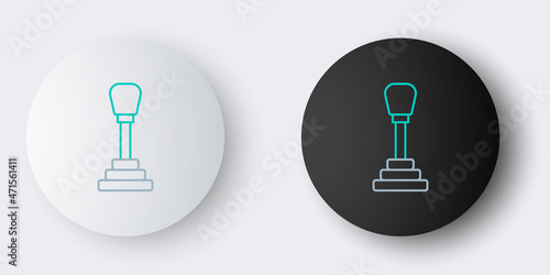 Line Gear shifter icon isolated on grey background. Manual transmission icon. Colorful outline concept. Vector