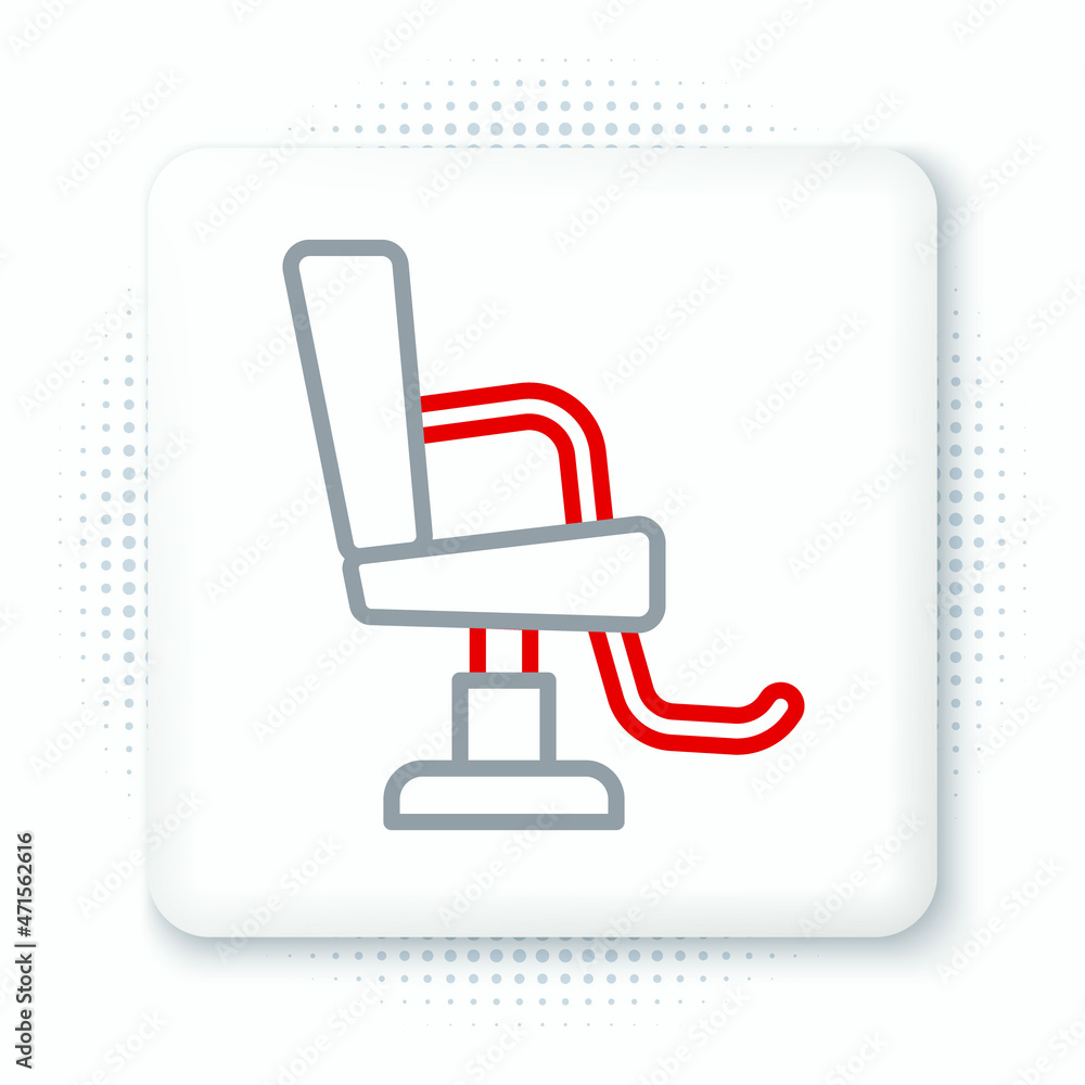 Line Barbershop chair icon isolated on white background. Barber armchair sign. Colorful outline concept. Vector Line Barbershop chair icon isolated on white background. Barber armchair sign. Colorful outline concept. Vector