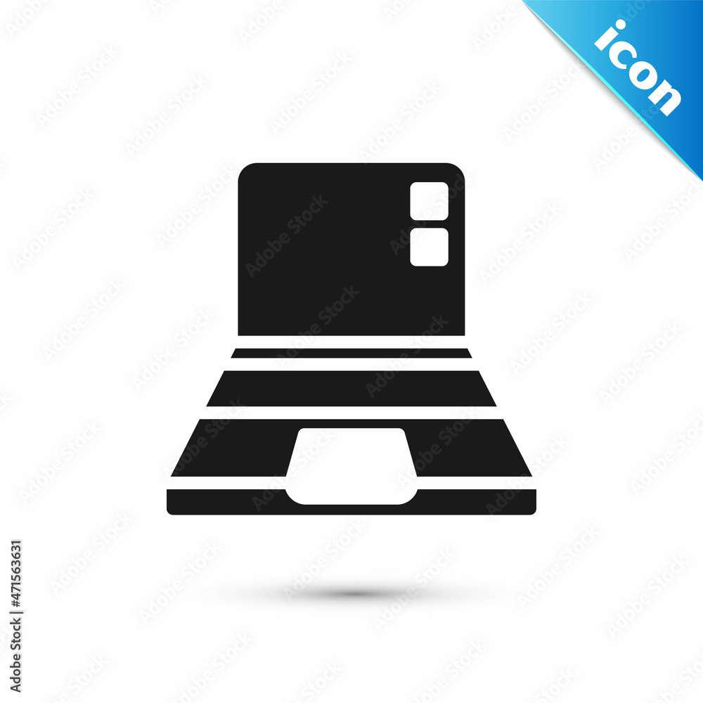 Grey Laptop icon isolated on white background. Computer notebook with empty screen sign. Vector Grey Laptop icon isolated on white background. Computer notebook with empty screen sign. Vector
