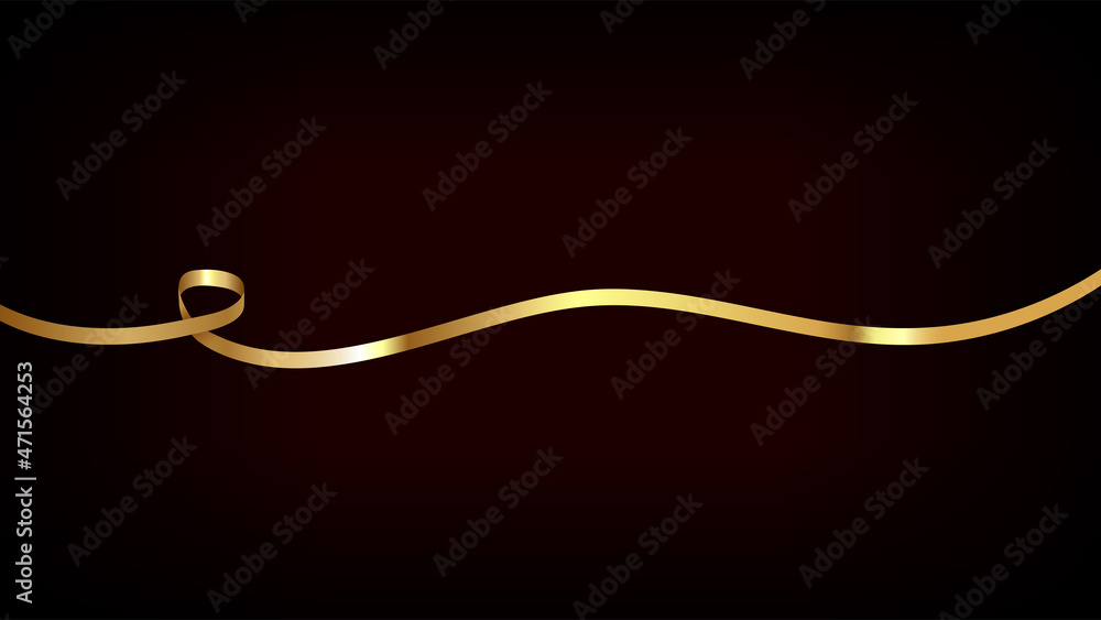 Gold ribbon on a dark burgundy background. Vector illustration. Gold ribbon on a dark burgundy background. Vector illustration.