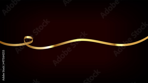 Gold ribbon on a dark burgundy background. Vector illustration.