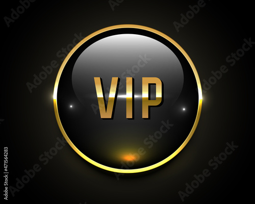 VIP golden icon. 3d luxury badge with the inscription VIP. Vector 3d illustration isolated on white background.