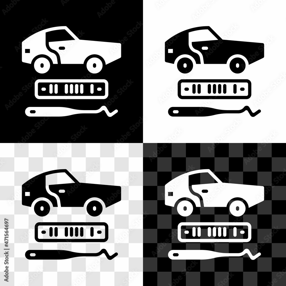 Set Car theft icon isolated on black and white, transparent background. Vector Set Car theft icon isolated on black and white, transparent background. Vector
