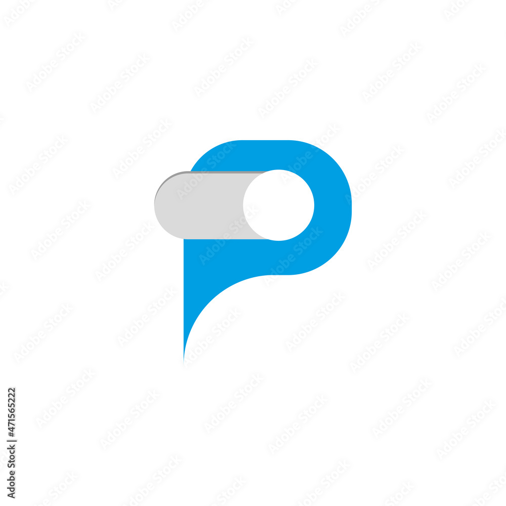 Fototapeta premium P monogram. P logo. Play chat monogram. Play symbol like letter speech bubble. Monochrome option.