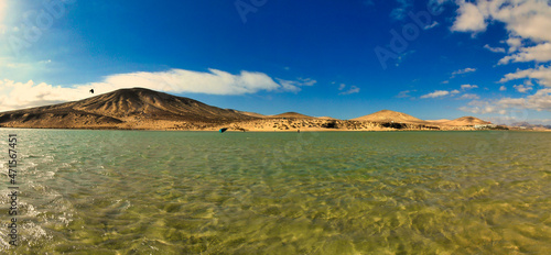panoramic view of Sotavento lagoon Fuerteventura Canary Islands Spain © Dave