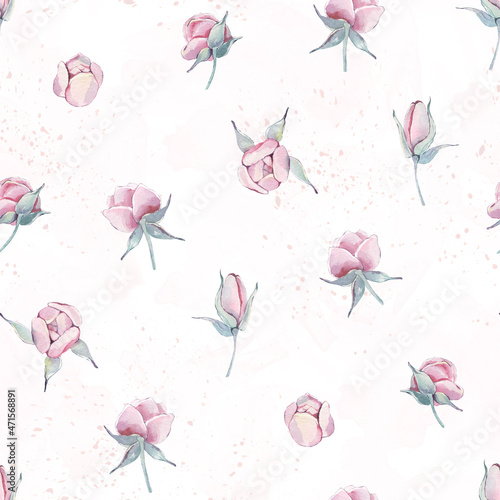 Love texture - seamless pattern with peonies. Tie Dye Wash. brush strokes on a white background. Romantic decorative background for Valentine's day gift paper, wedding decor or fabric textile.