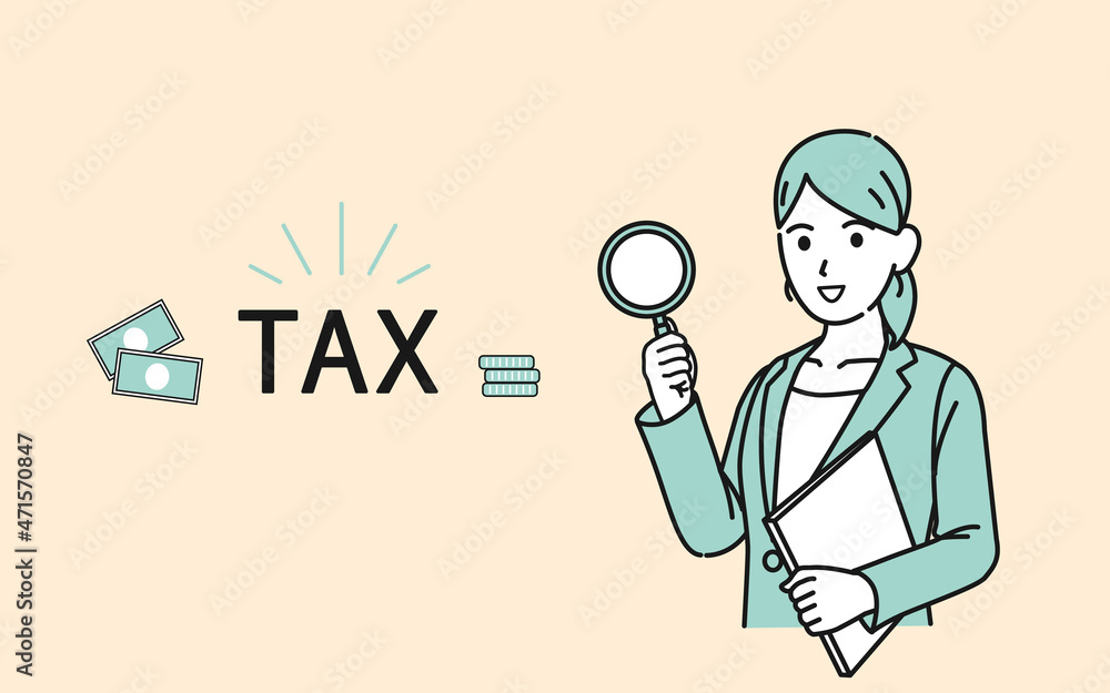 税金 税理士 スーツ姿の女性 調べる 納税 節税 確定申告 チェック イラスト素材 Stock Vector Adobe Stock