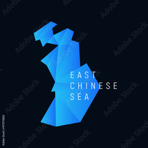 The East Chinese Sea, paper origami style, a geographic map, low poly graphic design. Vector illustration.