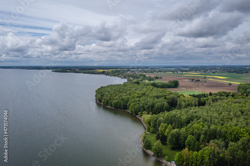 Drone aerial photo of Goczalkowice Reservoir in Silesian Province of Poland