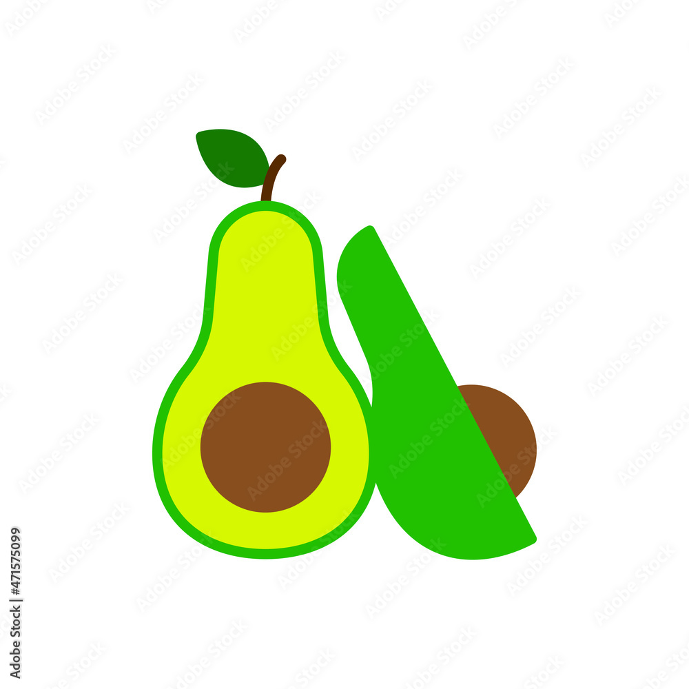 avocado fruit icon. flat colored icon avocado fruit icon. flat colored icon