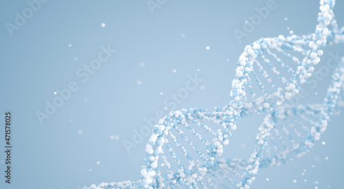 Obraz na płótnie DNA molecule concept on blue background. 3D illustration w salonie