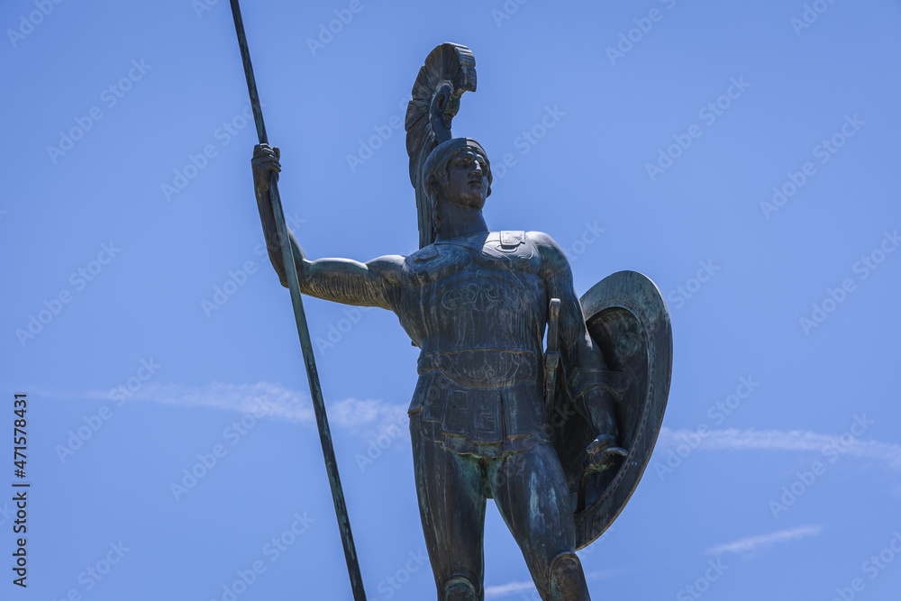 Close up on Achilles statue in gardens of Achilleion, palace of Elisabeth of Austria - Sisi on Corfu Island, Greece