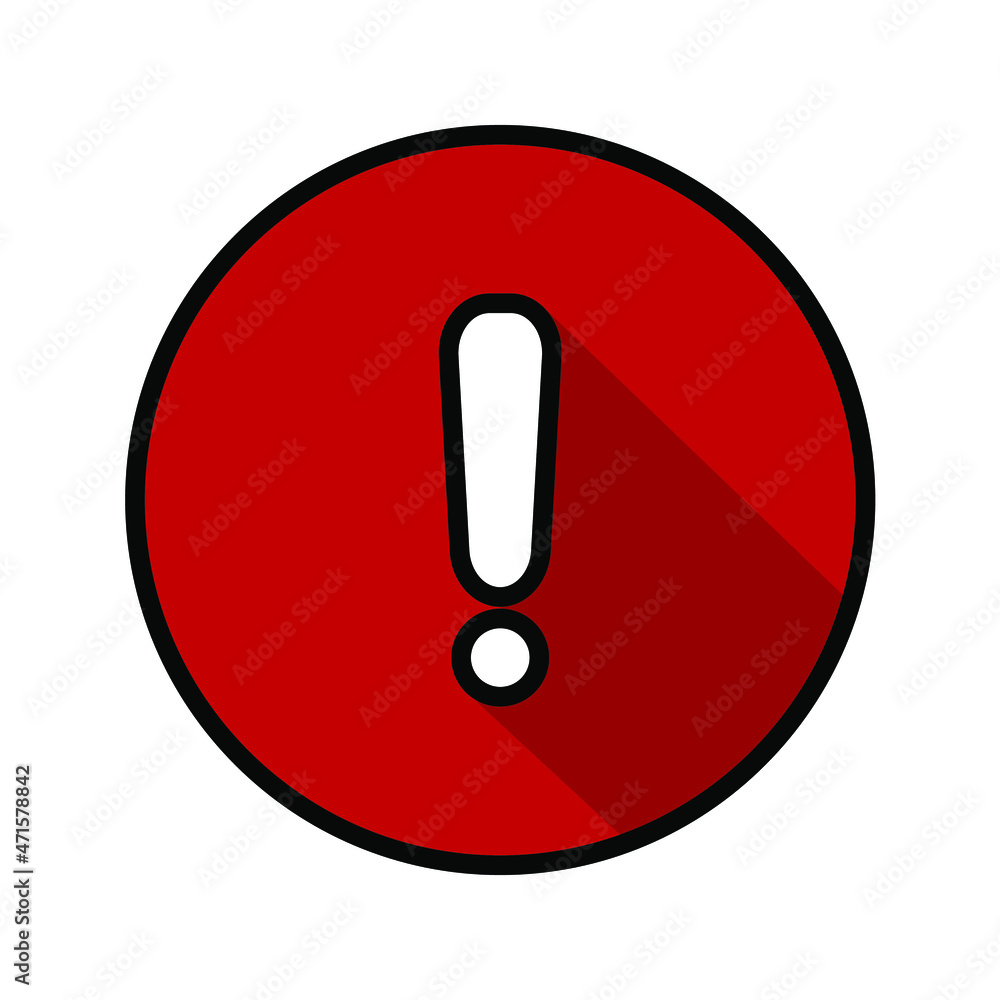 red exclamation mark button. exclamation mark in red circle with shadow red exclamation mark button. exclamation mark in red circle with shadow