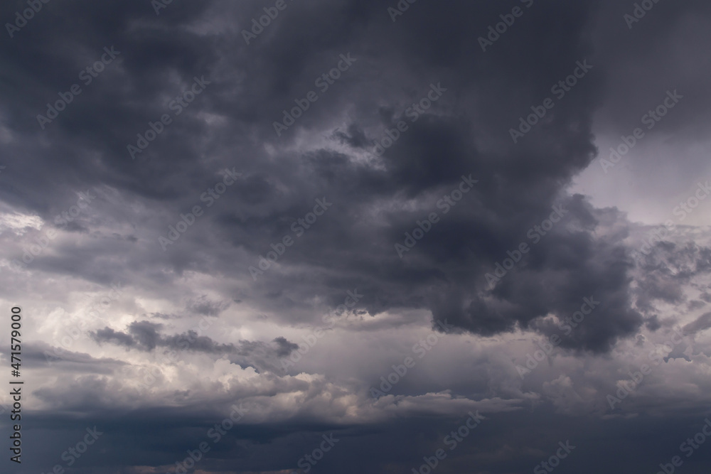 Epic Storm sky, dark grey clouds background texture