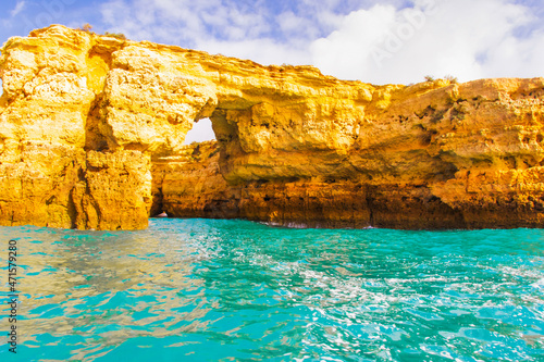 a boat ride shows the rocky coast of the algarve