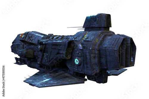 Fotografiet Spaceship exterior on an isolated white background, 3D illustration, 3D renderin