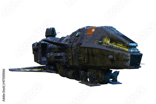 Tablou canvas Spaceship exterior on an isolated white background, 3D illustration, 3D renderin