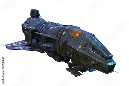 Spaceship exterior on an isolated white background, 3D illustration, 3D renderin Fototapet