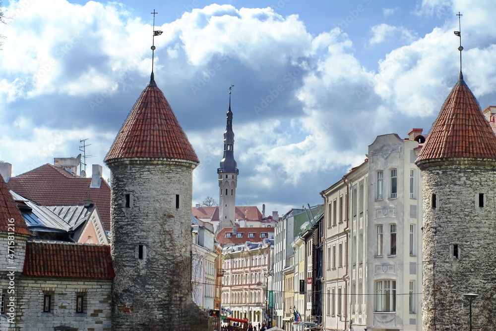 Guard tower at the fortified gate to the Old Town, Tallinn, Estonia
Guard tower at the fortified gate to the Old Town, Tallinn, Estonia