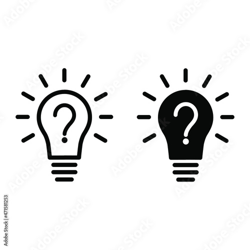 light bulb idea with question mark icon vector