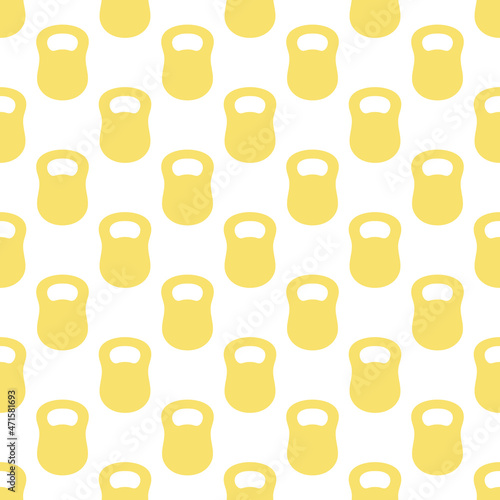 Seamless pattern of sports equipment - kettlebells. Weight-lifting. Sports background. Flat style. Healthy lifestyle. Isolated vector illustration.