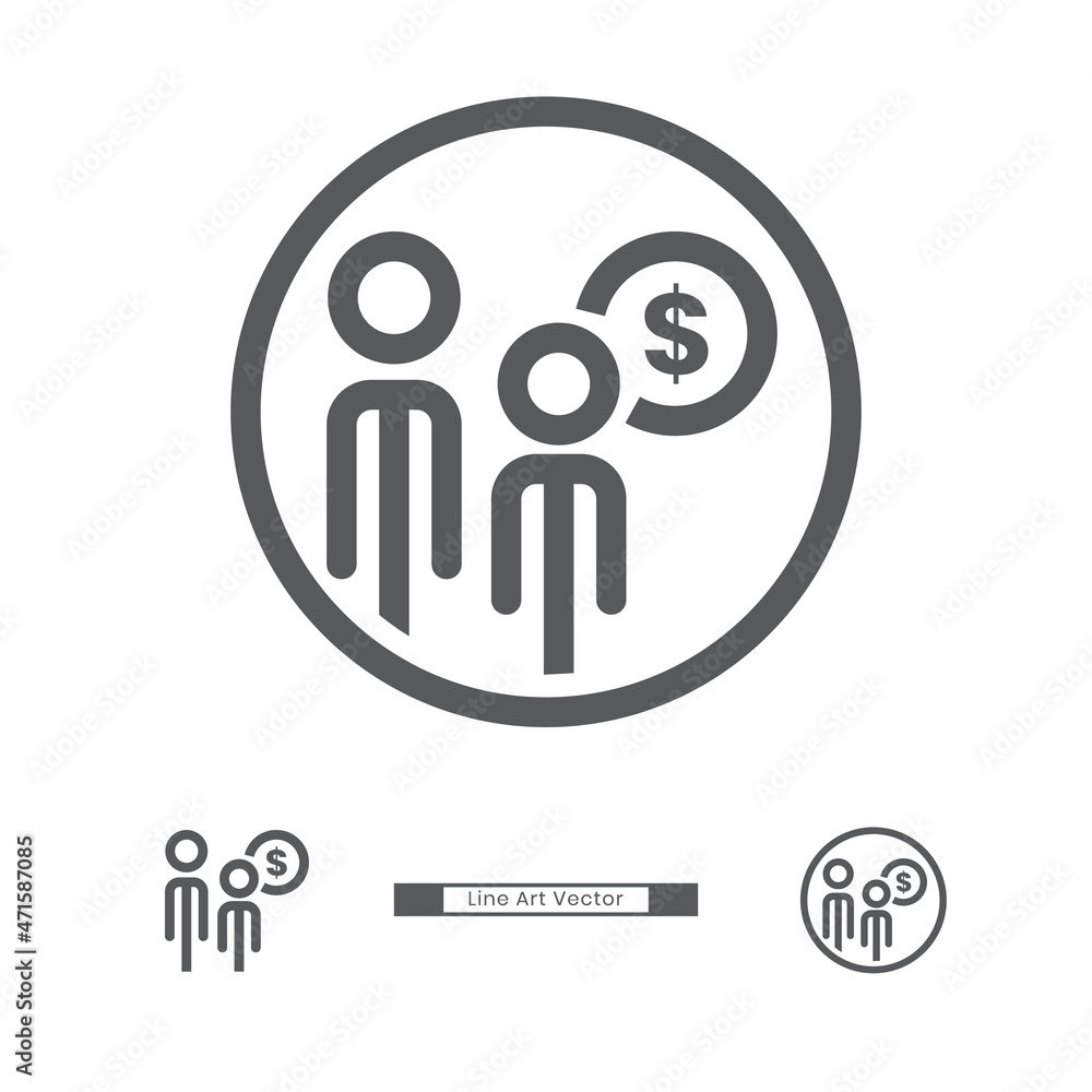 Business people profit line art vector icon Business people profit line art vector icon