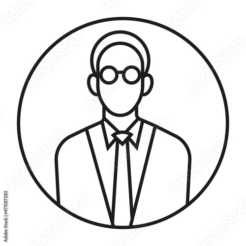 rounded the business people or businessman line art vector icon