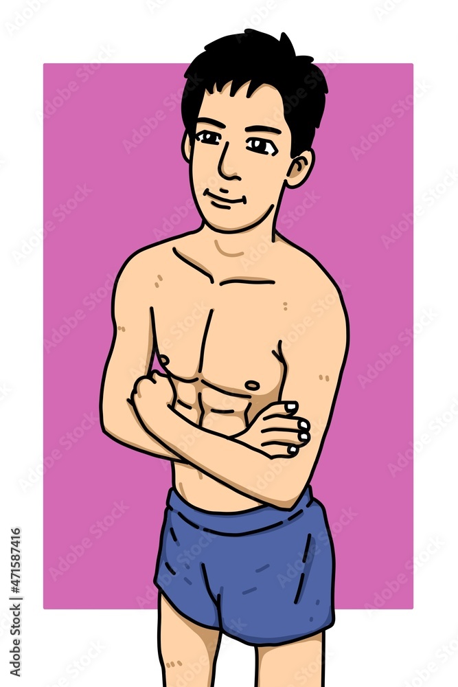 Fototapeta premium cute man cartoon on pink background