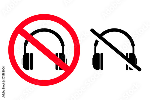No headphones, earphones prohibited. Illustration vector 